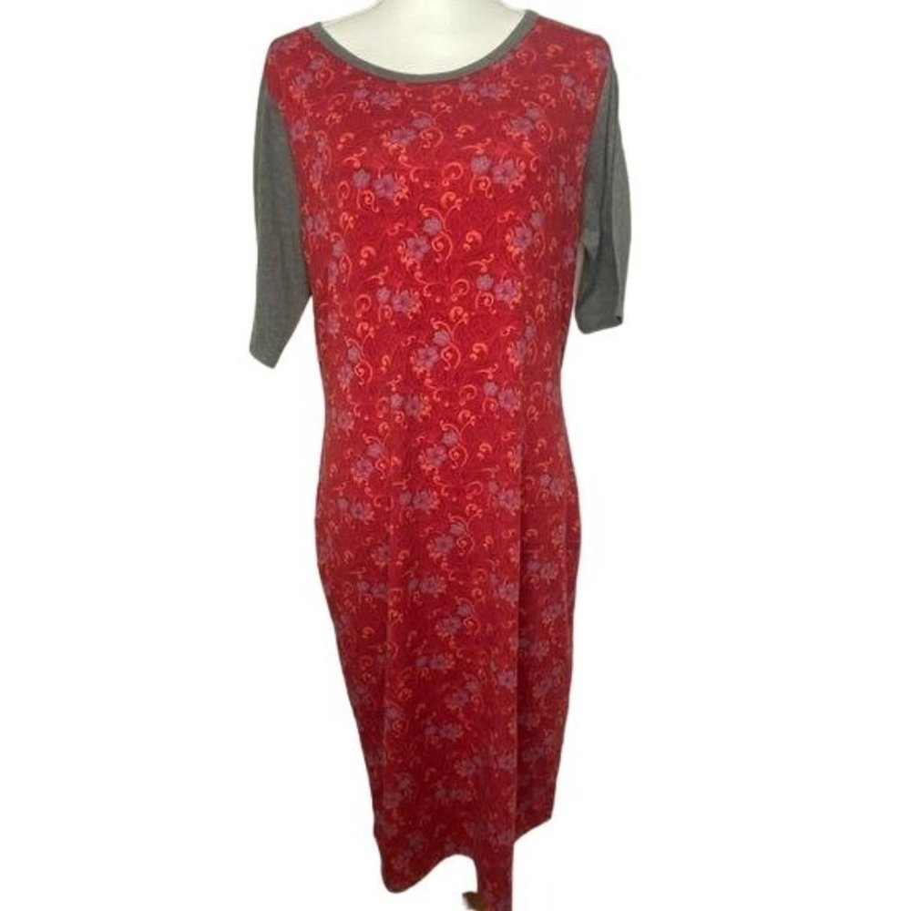 LulaRoe ladies t-shirt dress midi red & size XL NWT - Picture 1 of 15